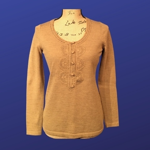 ANN TAYLOR LOFT Pullover Scoop Neck Tunic Sweater, CARAMEL, Size SP, NWOT - Picture 1 of 8